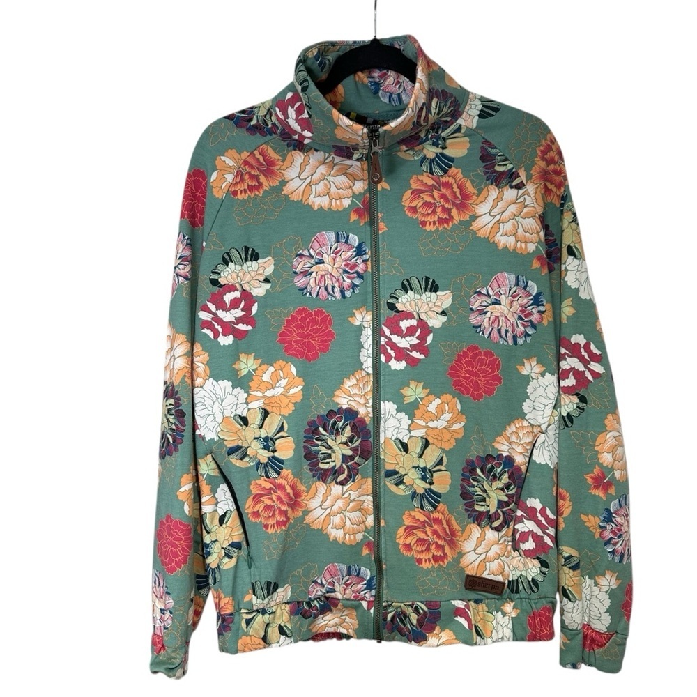Sherpa Adventure Gear Women’s M Zehma Mint Floral Full Zip Sweater Jacket